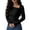 Black, variant on Fashionable Korean Style Plus Size For With Ruffle Detail And Asymmetric Design Casual Short Sleeve Blouse Ladies Long Sleeve Tops