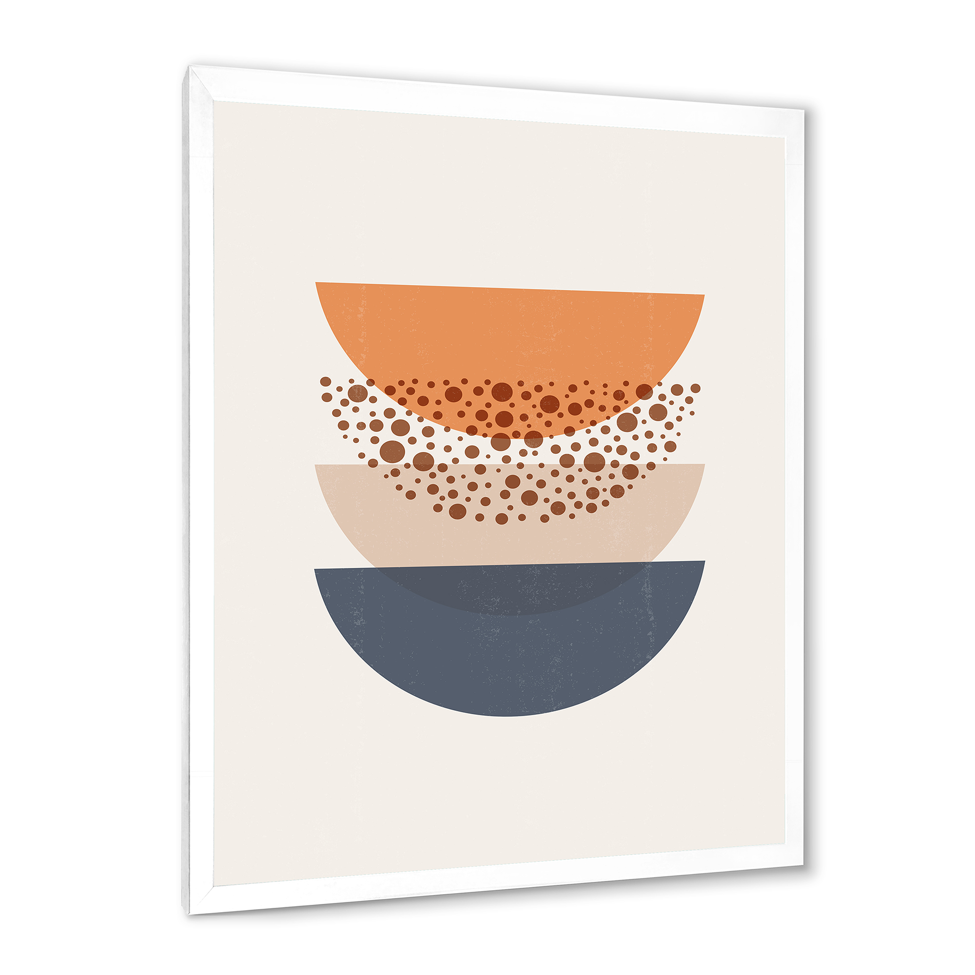 Designart 'Abstract Moon and Sun Geometrics In Blue & Orange' Modern Framed Art Print