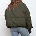 thumbnail image 6 of Juebong Women Winter Down Puffer Coat Wind Resistant Insulated Warm Jackets Trendy Fashion Zip Up Bubble Quilted Jacket Outerwear Army Green,L, 6 of 8
