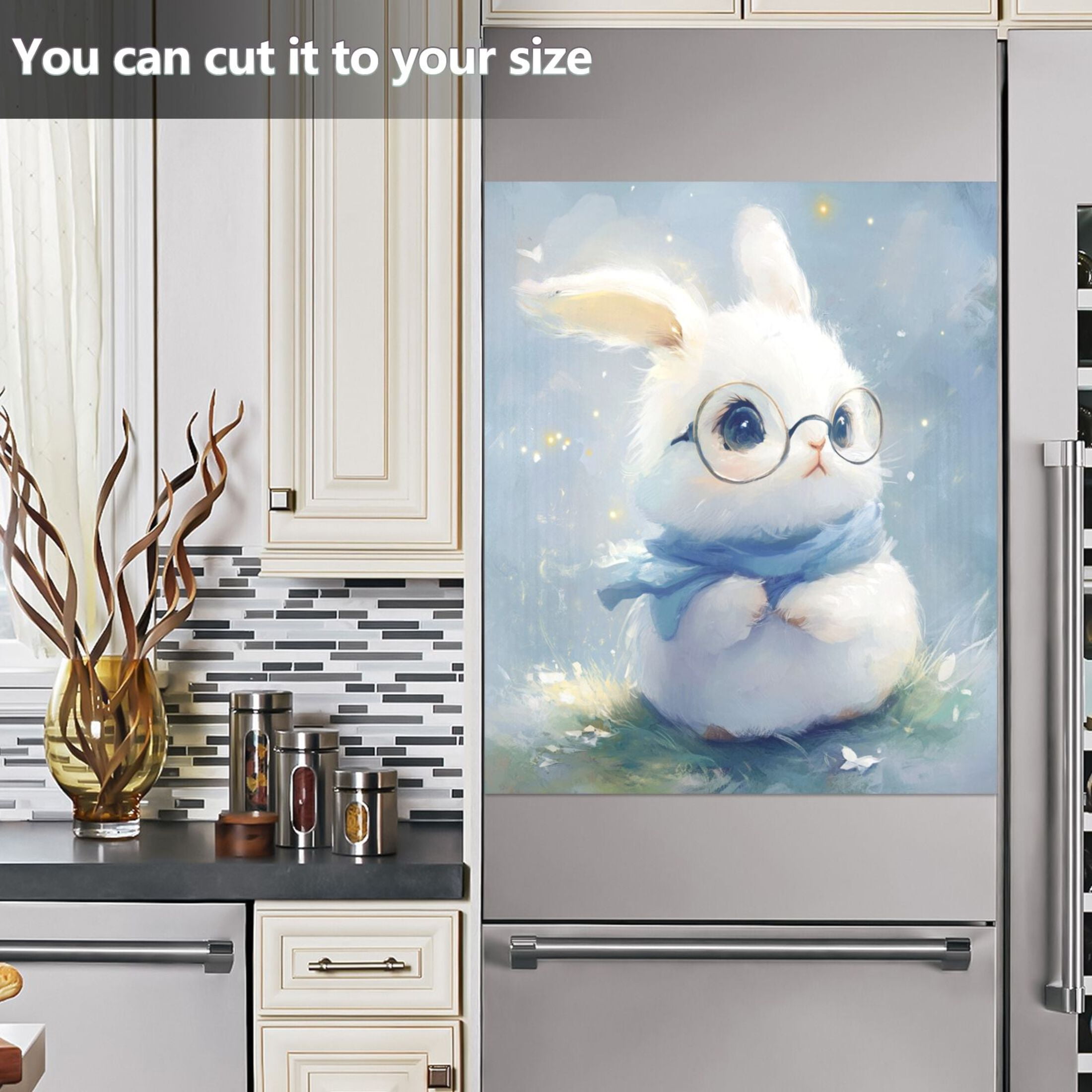 Dishwasher Magnetic Sticker 23x26 Inch Refrigerator Magnetic Sticker Washing Machine Magnetic Sticker Kitchen Panel Magnetic Sticker Home Decor Adorable Rabbit with Glasses