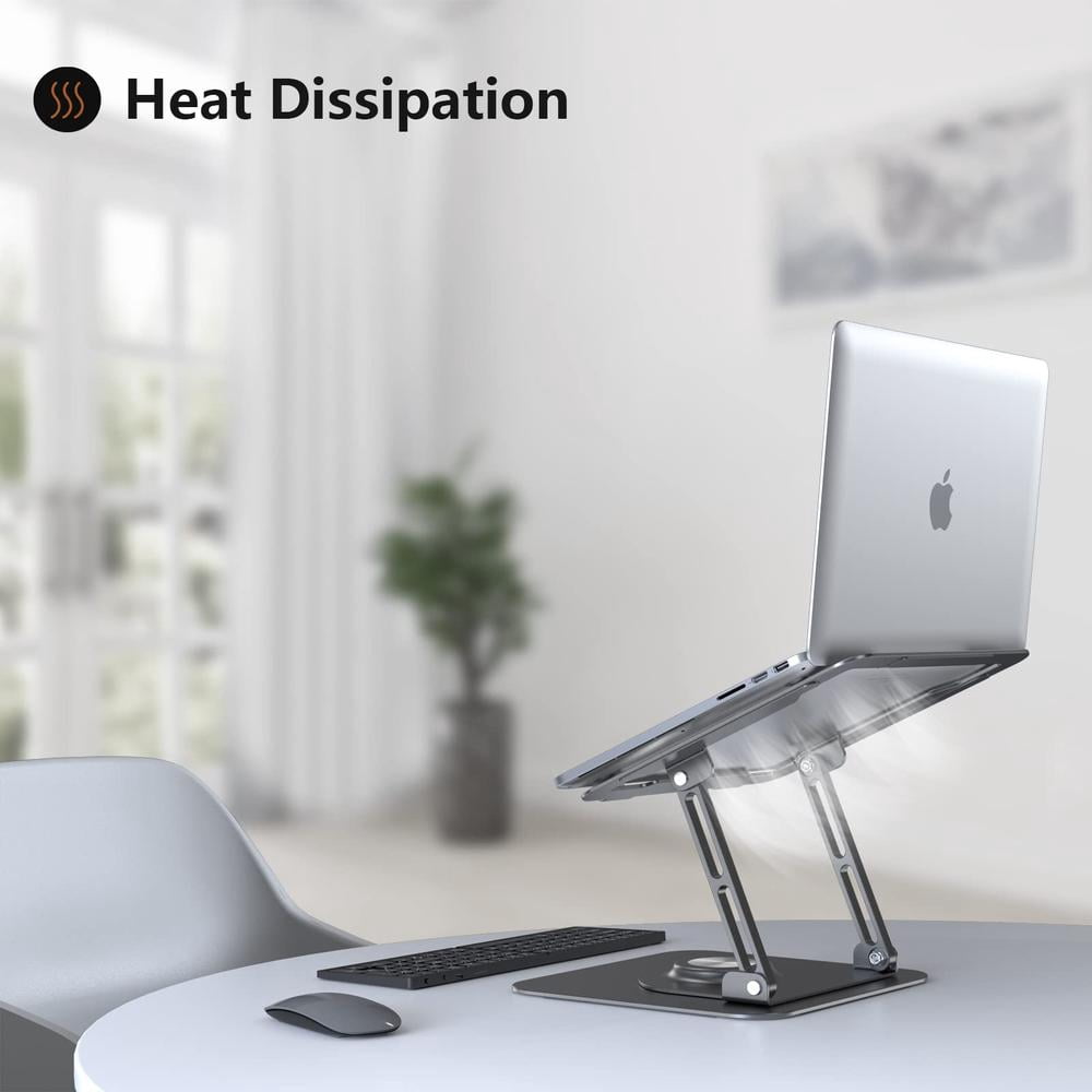 Adjustable ergonomic laptop stand with 360 ° rotating base and folding design - sturdy metal structure, 360 ° angle adjustment