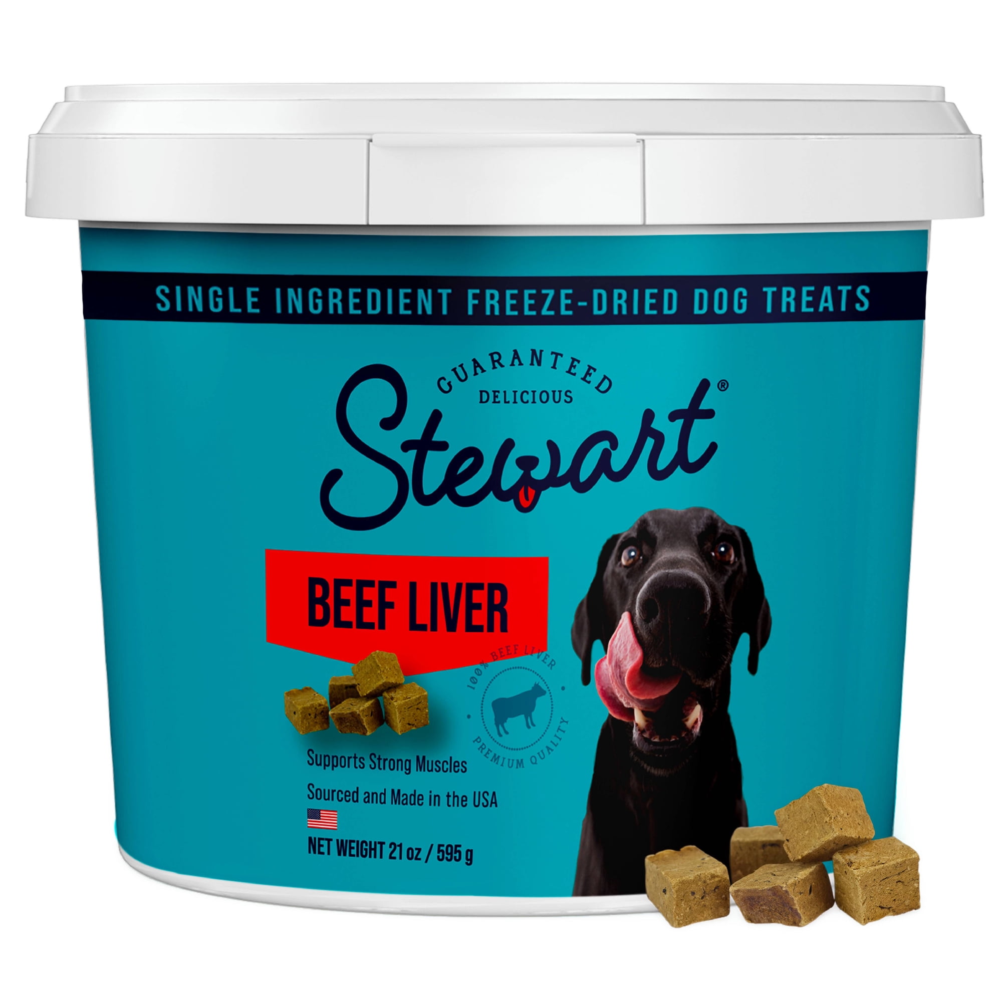 Stewart Freeze Dried Raw Beef Liver Training Treats or Meal Topper for Dogs, 21 oz Tub