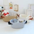 thumbnail image 4 of Storage Basket with Handle Hand Woven Nordic Style Cotton Rope Desktop Organizer Storage Holder for Bedroom, 4 of 8