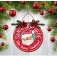 thumbnail image 3 of Santa Stop Here Sign Front for Door Decoration, 11" Round Wood Wreaths Wall Hanging Outdoor, Farmhouse, Porch, for Spring Summer Fall All Seasons Holiday Christmas, 3 of 5