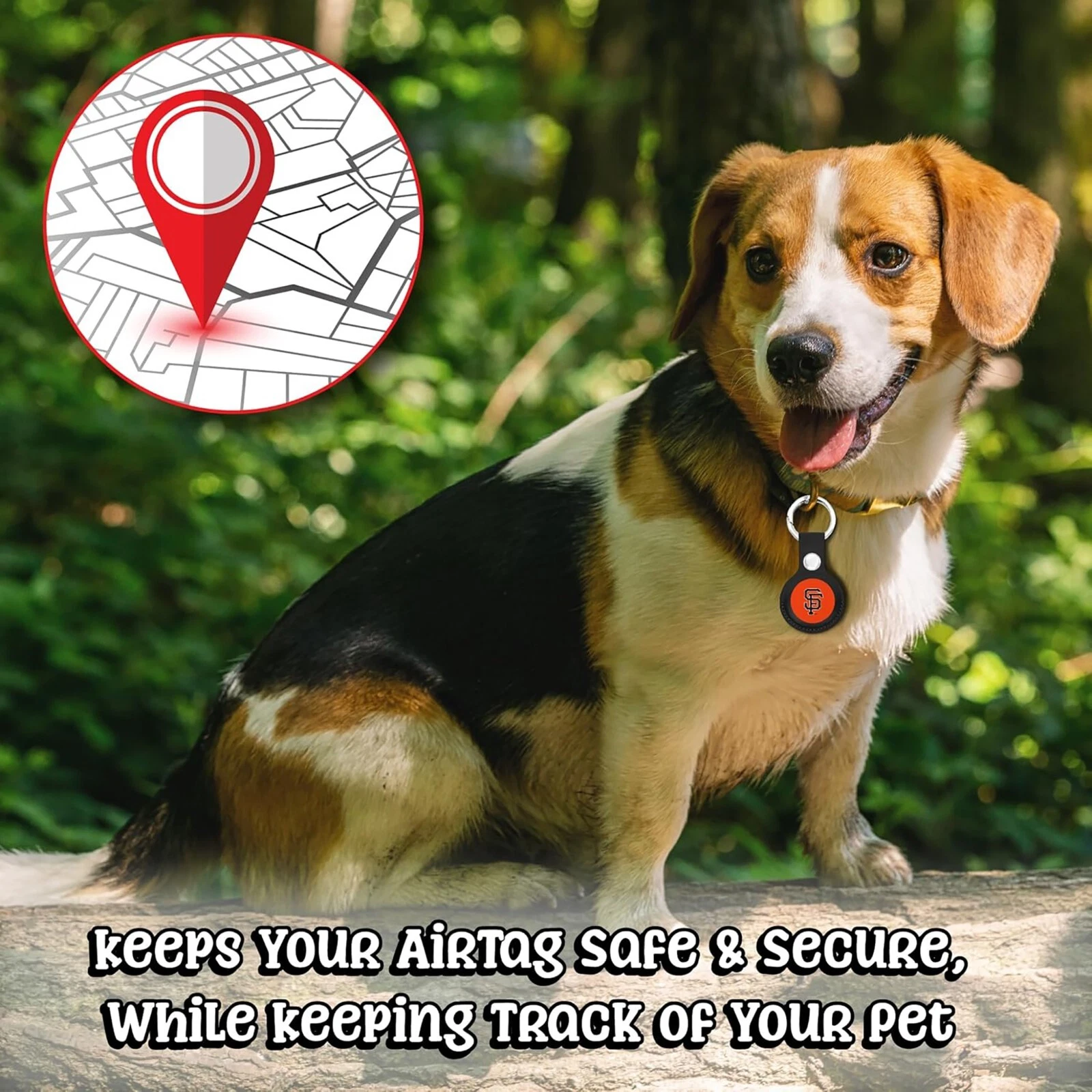 Pets First MLB Keychain Apple Air Tag Holder for Dogs & Cats Leather Airtag Case