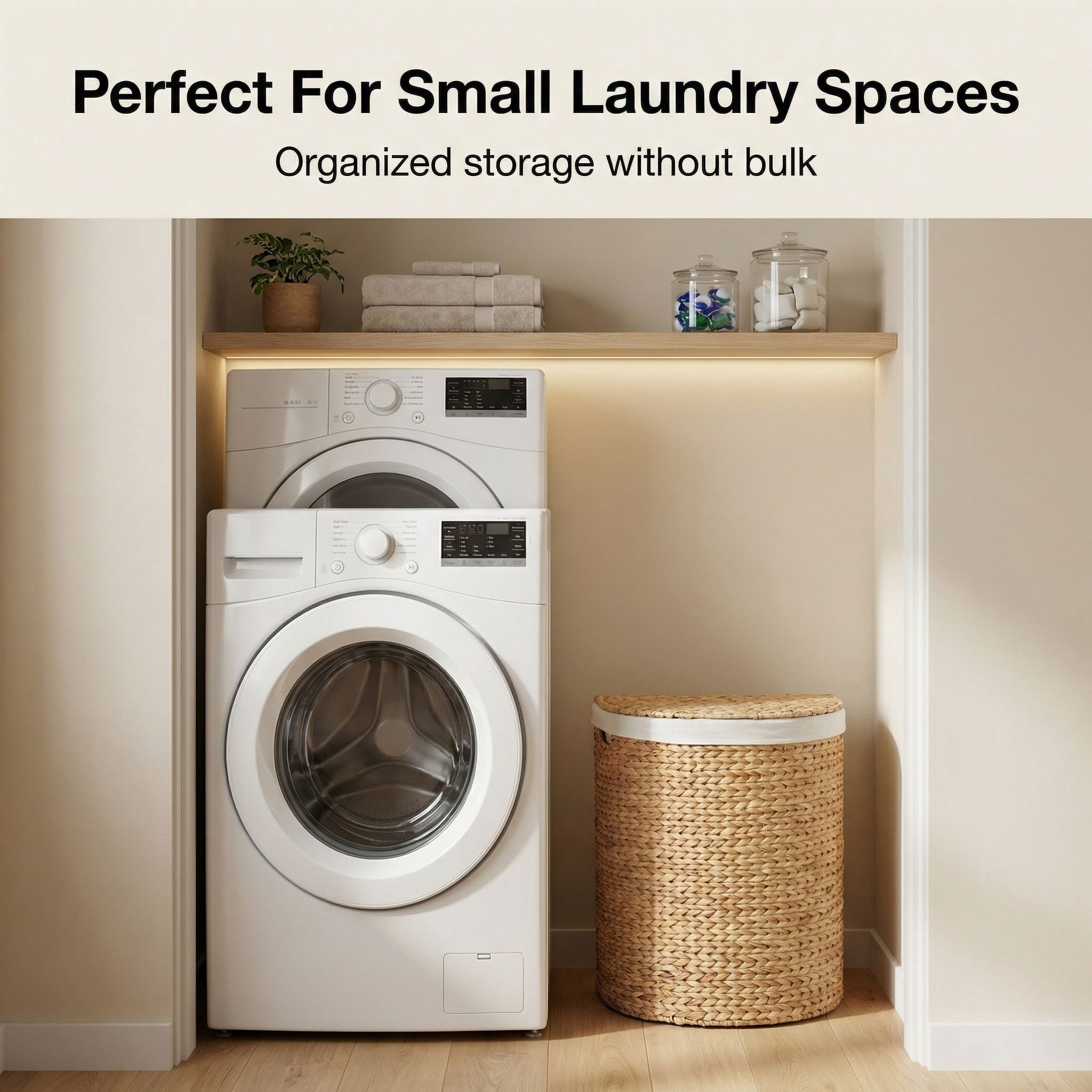 DEILSY Natural Half Moon Water Hyacinth Wicker Laundry Basket with Removable Liner and Lid,  Handwoven Wicker Hamper with Handles for Bathroom, Bedroom, or Laundry Room