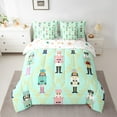 thumbnail image 2 of jejeloiu Christmas Nutcracker Soldier Bedding Comforter Set 7pcs,Western Festival Queen Bedding Sets,Green Gold Pink Queen Sheet Sets For Girls,,Microfiber Bedroom Decor Reversible, 2 of 8