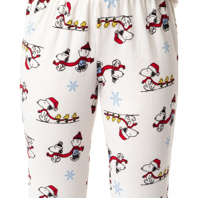 Peanuts Womens\' Snoopy Woodstock Warm Wishes Christmas Pajama Set (Large)