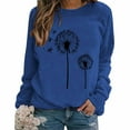 thumbnail image 2 of Chandail de Mode pour Femmes Imprimé Pissenlit Col Rond Manches Raglan Manches Longues Haut Décontracté Ample Confortable, 2 of 5