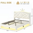 thumbnail image 3 of Torveric Full Size Bed Frame with Headboard, Upholster Platform Bed Frames with LED Lights, Princess Crown Furniture White Bedroom Furniture, 3 of 15