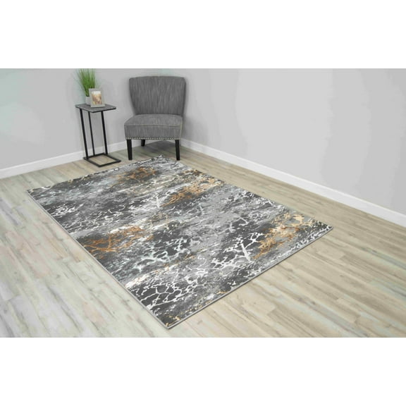 CABANA Modern Stylish Living Room Rug Design 9014 - 5'2"x7'5", Anthracite