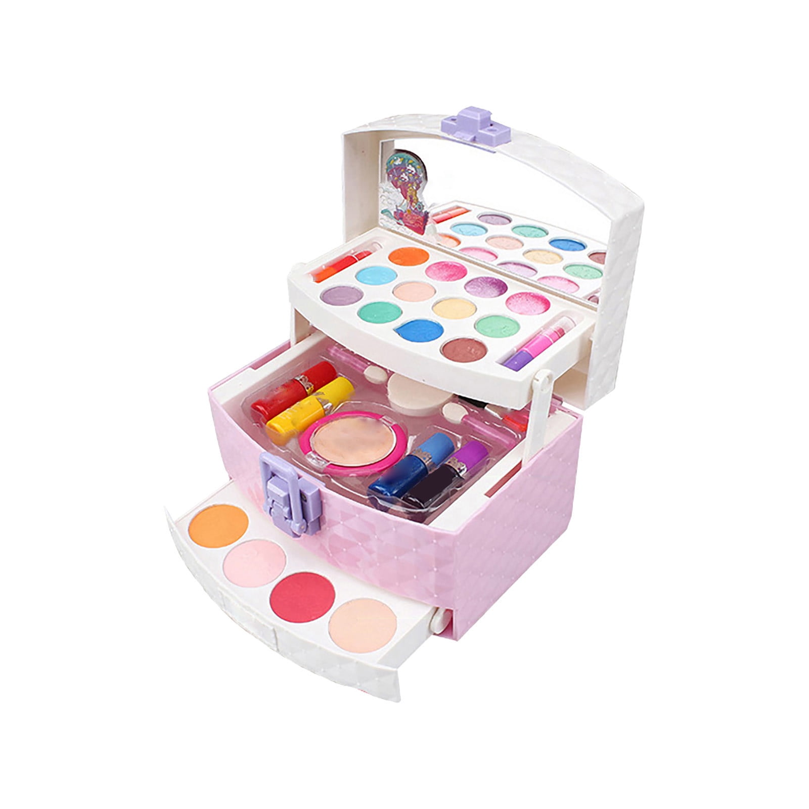 H01 Kids Makeup Kit For Girl 35 Pcs Pretend Play Makeup Set,Washable
