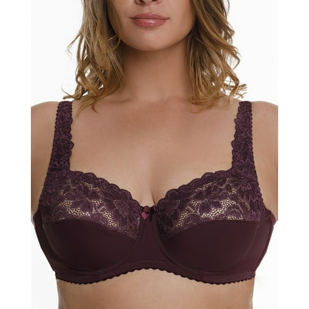 Full Coverage Underwire Bra Comfort Minimizer Non-padded Wide Straps Support Panels Plus Size 34 36 38 40 42 / B C D E F G ( 42D  Plum)