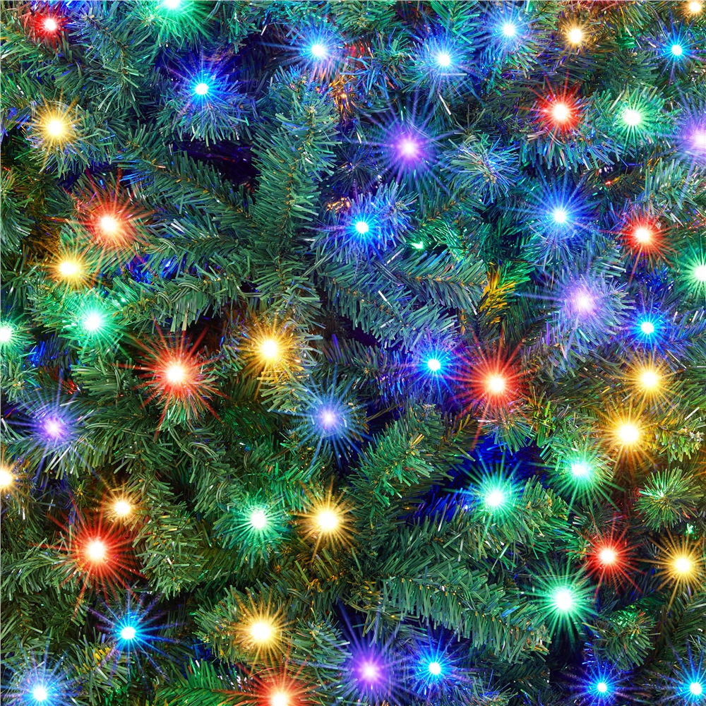 Alden Design 9ft Pre-lit Flocked Artificial Christmas Tree with Foldable Stand, Green