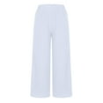 thumbnail image 4 of Wide Leg Pants for Women Elastic Waist Cotton Linen Palazzo Pants Casual Baggy Cropped Lounge Trousers, 4 of 6