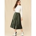 thumbnail image 4 of Falda plisada midi con cintura elástica y acordeón metálico para mujer Aceituna S, 4 of 6