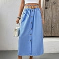 thumbnail image 2 of Ruimatai Women's Solid Color Belted Skirt with Pockets Comfortable Stretchy Half Skirt for Work Casual Daily Wear, 2 of 9