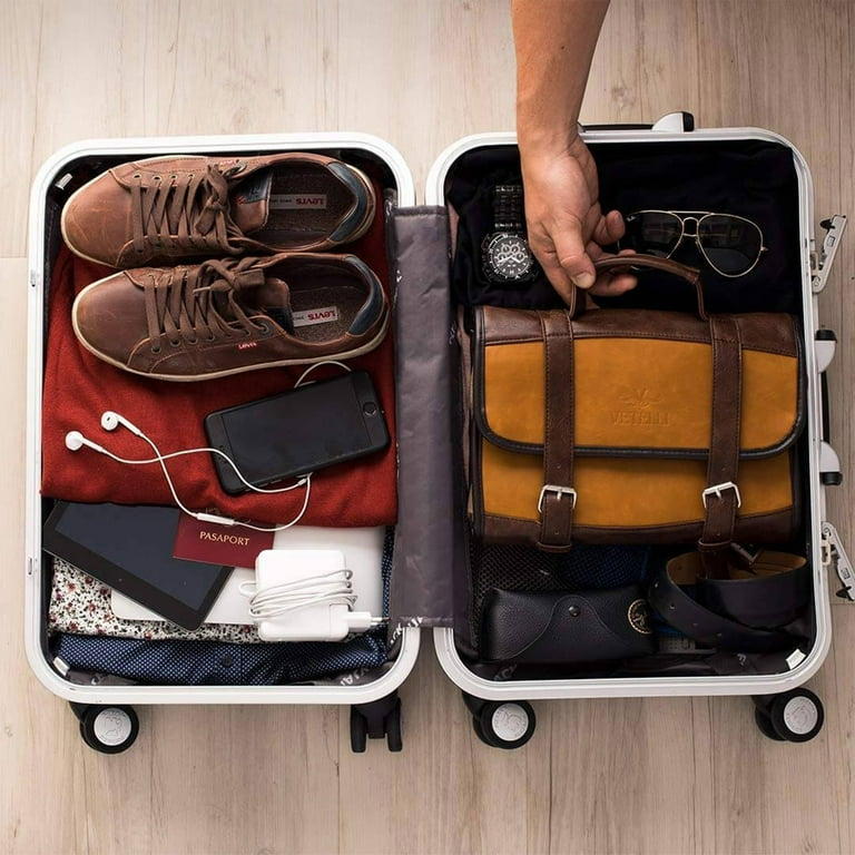 Vetelli Foldable Hanging Leather Travel Toiletry Bag for Men with