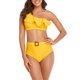 thumbnail image 3 of Traje de baño de spa de poliéster amarillo con cintura alta y control de abdomen, conjunto de bikini con volantes coquetos M, 3 of 6