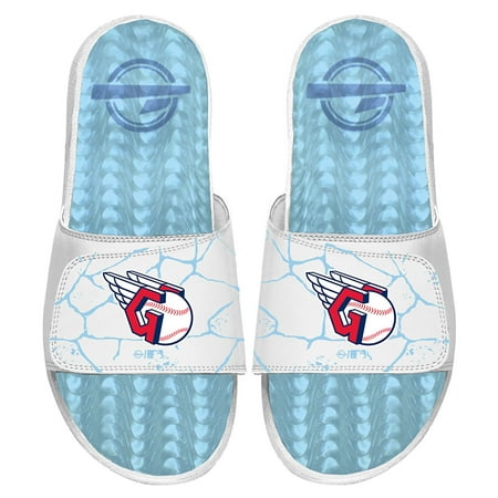 Men s ISlide White Cleveland Guardians Ice Gel Slide Sandals