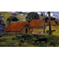 thumbnail image 2 of Gauguin, Paul 24x16 White Modern Wood Framed Museum Art Print Titled - Dog Canine in front of the Hut - Le Chien Devant la Hutte, 2 of 4