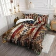 Kids Comforter Set American Flag Deer Printed Pattern Bedding Set with