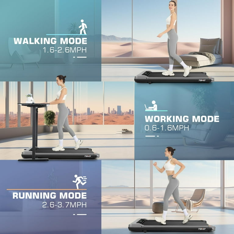 FUNMILY Walking Pad Treadmill with Remote Control Electric Treadmill with LED Display Under Desk Treadmill for Home Office Use Gray