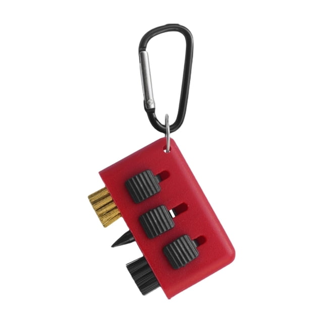 Almencla Golf Club Cleaning Brush Retractable 3 in 1 Compact Golf Club Groove Cleaner red