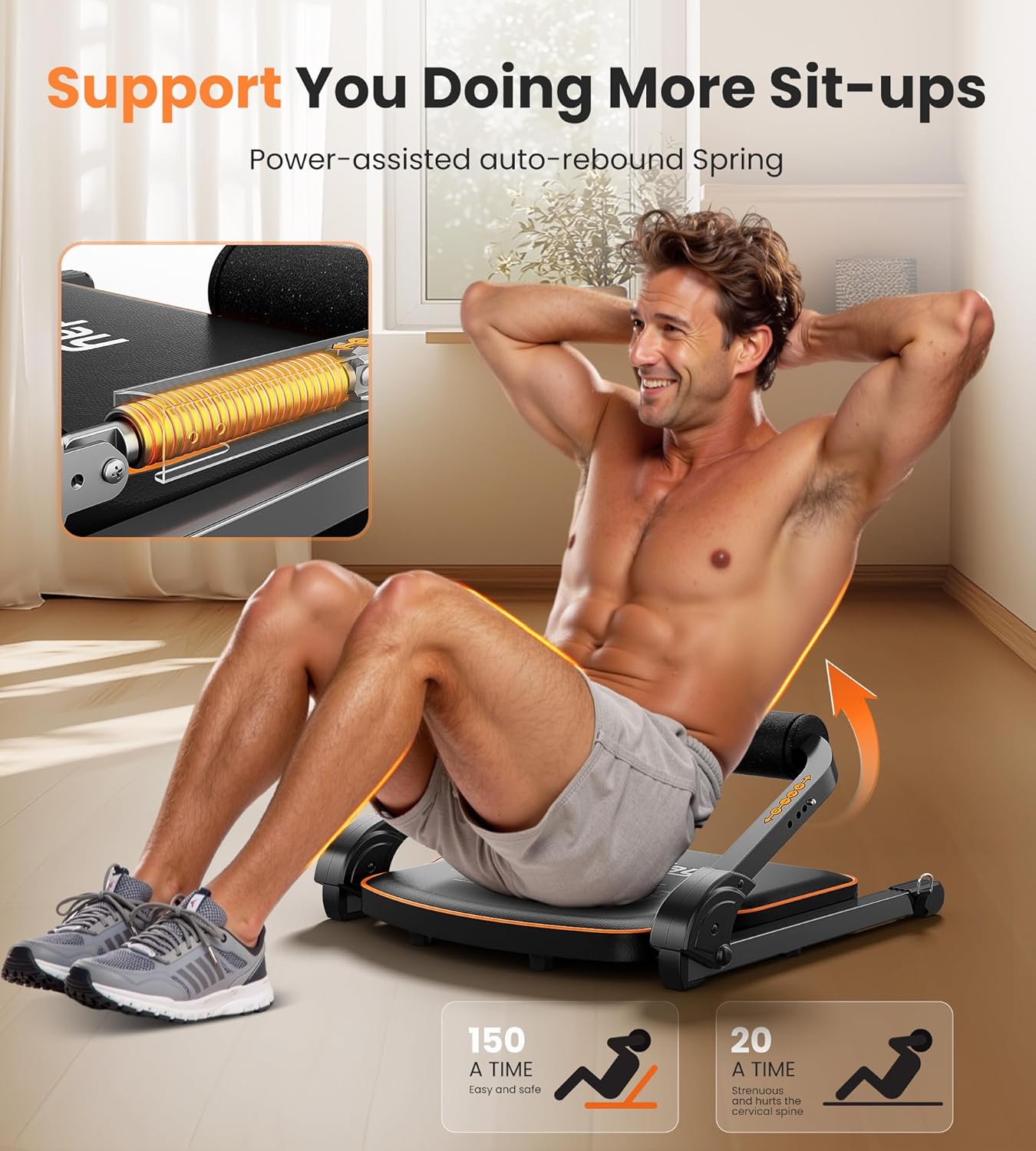 Ab Workout Equipment, Sit Up Machine with 330 LBS Capacity for Home Gym Core Training