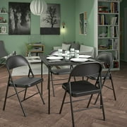 COSCO 34 Square Vinyl Top Folding Card Table, Black