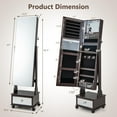 thumbnail image 4 of Giantex Standing Jewelry Armoire, Lockable Jewelry Organizer w/Full-Length Mirror, Vanity Mirror & 3-Color LED Lights, Mobile Jewelry Cabinet, Brown, 4 of 9