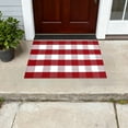 thumbnail image 6 of Christmas Red and White Plaid Rug 110X70cm, Hand-Woven Indoor/Outdoor Layered Cotton Blend Buffalo Plaid Rug, Washable Front Door Mat, for Porch, Living Room, Entryway, 6 of 7