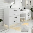 thumbnail image 6 of Eclife 84-Inch White Double Sink Bathroom Vanity with Makeup Countertop, 6 of 7