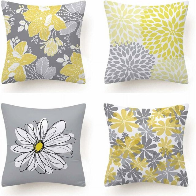 Juego de 4 fundas de cojín, funda de almohada de flores para sofá, hogar, sala de estar, dormitorio, Hom