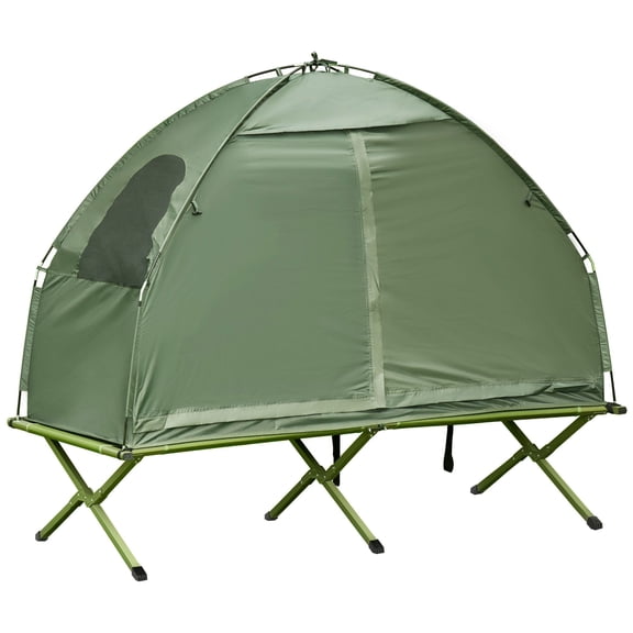 Dranite 1-Person Folding Camping Cot with Carry Bag, 2-in-1 Elevated Camping Bed