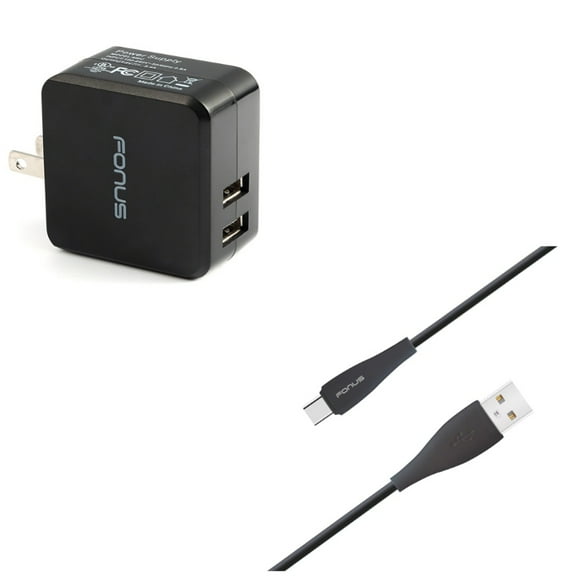 Type-C 10ft USB Cable w 17W Home Charger N8G for Blackberry Key2 LE - BLU G9, Vivo XI Plus 5 - CAT S61 S48c - Coolpad Legacy - Essential Phone (PH-1) - Google Pixel XL 3a XL 3 XL 2 XL