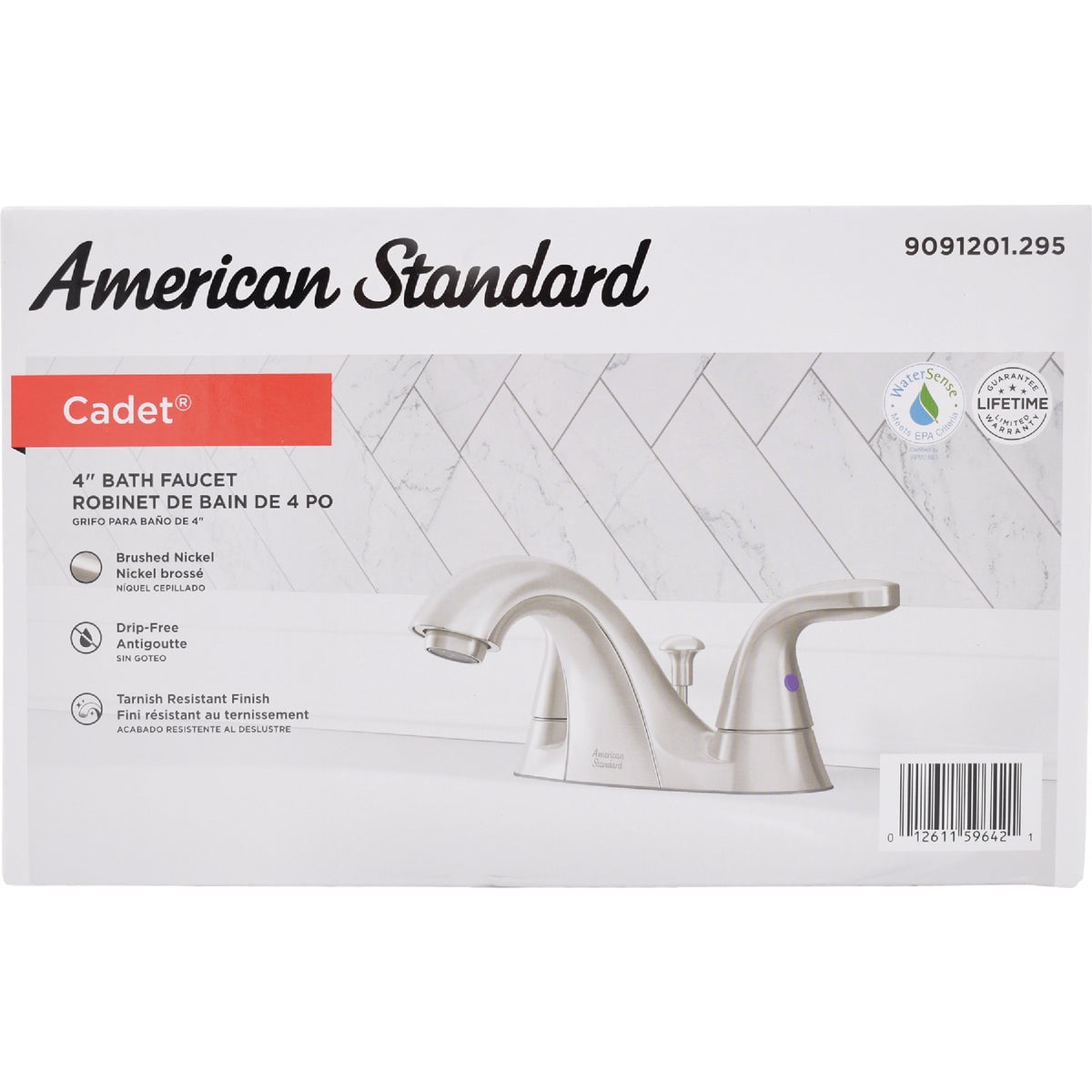 American Standard Cadet 2.0 Bathroom Sink Faucet 9091201.295 - Lever Handles - Nickel Finish