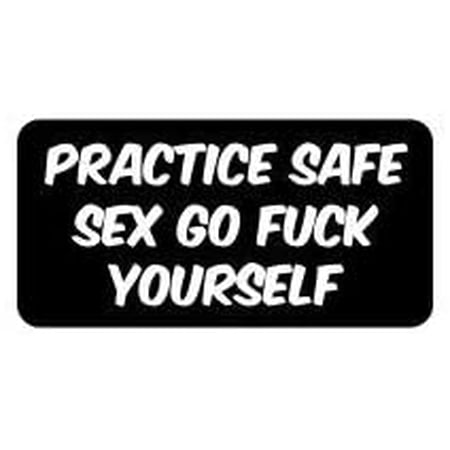 Pair of Practice safe sex go fck yourself funny hard hat/helmet vinyl decal sticker