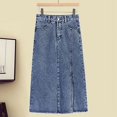 thumbnail image 3 of Conjunto de tres piezas de falda para mujer, Top sin mangas con tirantes, camisa de blusa blanca, Falda vaquera de línea A de cintura alta, tres vestidos de verano, 3 of 4