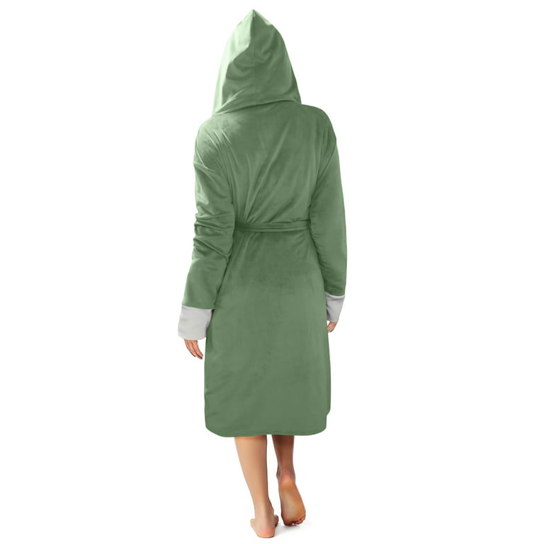 LOTUS LINEN Women Plush Hooded Robes - Women's Fleece Long