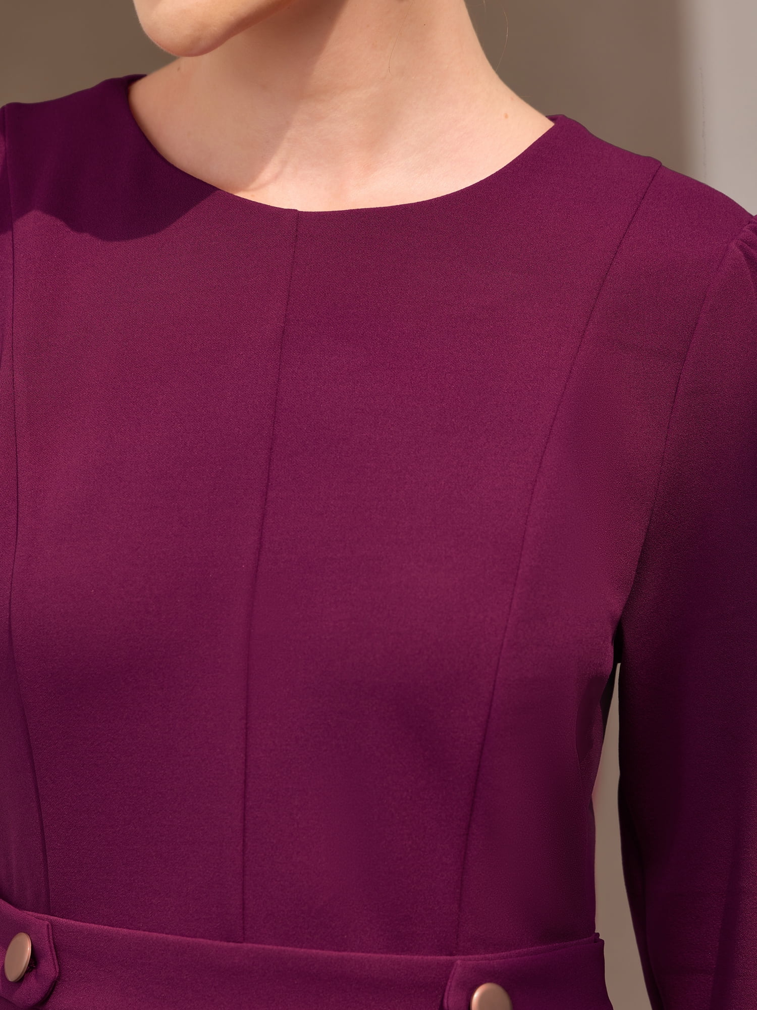 DARING DIVA 3/4 Sleeve A-Line Crew Neck Flare Midi Dress 2XL Purple