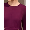 thumbnail image 4 of DARING DIVA 3/4 Sleeve A-Line Crew Neck Flare Midi Dress S Purple, 4 of 6
