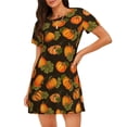 thumbnail image 1 of Disketp Orange Pumpkin para Camisón Corto de Manga Corta para Mujeres, Camisón Cómodo con Escote Redondo, Bonito y Confortable, 1 of 6