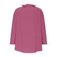 thumbnail image 4 of Bosfbaoi Womens Blouse Ruffled V Neck Button Down Oversized Rolled Long Sleeve Solid Linen-Look Casual Tops for Women, 4 of 6