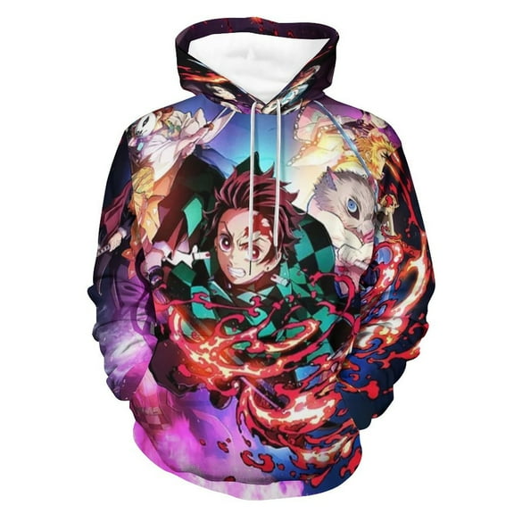 Demon Slayer Unisex Adult Hoodie Casual Hooded Sweatshirt Pullover Novelty 3D Printed Sweater Jacket S