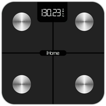 iHome Smart Wifi Digital Battery Powered Bathroom Scale for Body Weight BMI Weighing 397 lbs, Black