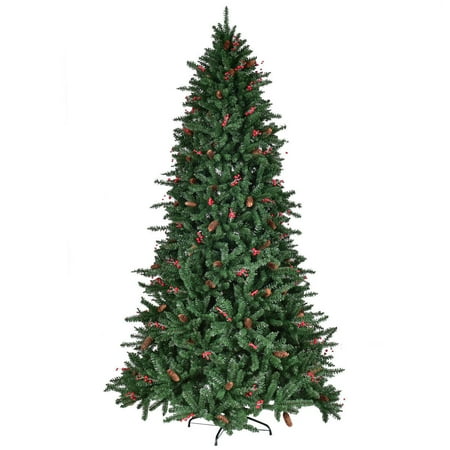 Costway 6FT/7FT/8FT Artificial PVC Christmas Tree 1388/1918/2528 Costway 6FT/7FT/8FT Artificial PVC Christmas Tree 1388/1918/2528 Tips Green w/Pine Cones & Red Berries - Walmart.com - Costway 6FT/7FT/8FT Artificial PVC Christmas Tree 1388/1918/2528