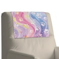thumbnail image 4 of SCRAWLGOD Paw Marble Print Pink Violet 2 Piece Recliner Headrest Cover Non Slip Headrest Protector PU Leather Sofa Head Rest Covers with Adhesive Backed Hook and Loop,17x27in, 4 of 7