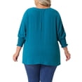thumbnail image 3 of Blusas de Chiffon de Talla Grande para Mujeres Agnes Orinda, con Mangas Largas de Murciélago y Volantes, Camisas Sueltas Casuales 4X Azul Lago, 3 of 6