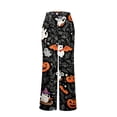 thumbnail image 6 of Women's Wide Leg Lounge Pants Yoga Pajamas Halloweens Cute Print Pjs Pants Plush Pajama Bottom Funny Pajama Bottom Sleepwear for Party, 6 of 7